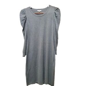 Calvin Klein Gray Puff Sleeve Sweater Dress Size Medium Long Sleeve Below Knee